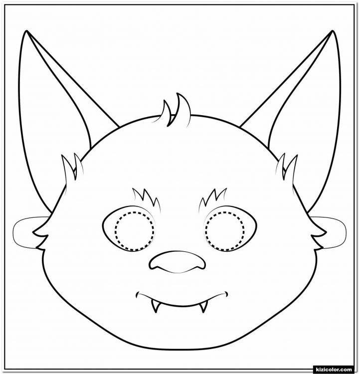 🎨 Masque De Chauve-Souris Contour Halloween – Des Pages À avec Masque Loup A Colorier