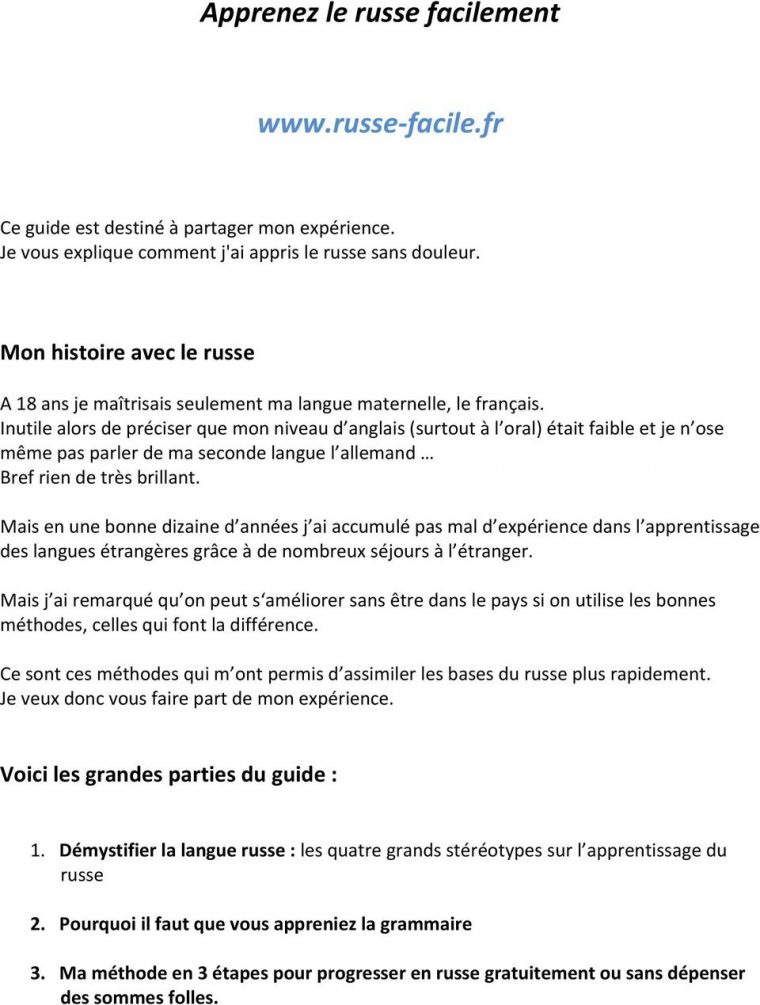 Facile.fr – Pdf Téléchargement Gratuit encequiconcerne Apprendre Le Russe Facilement Gratuitement