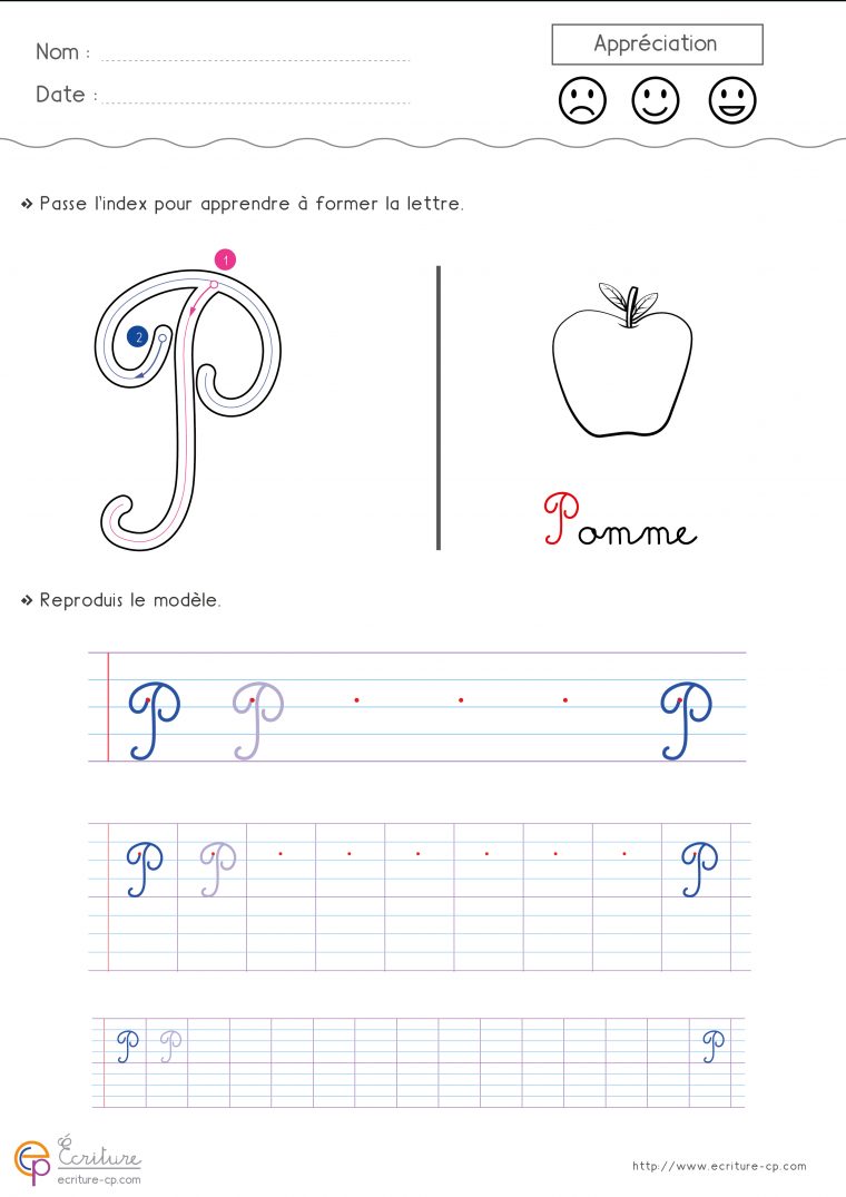 Feuille-D-Ecriture-Cp-Ecrire-La-Lettre-P-Majuscule-9Ftg concernant Exercice Graphisme Cp