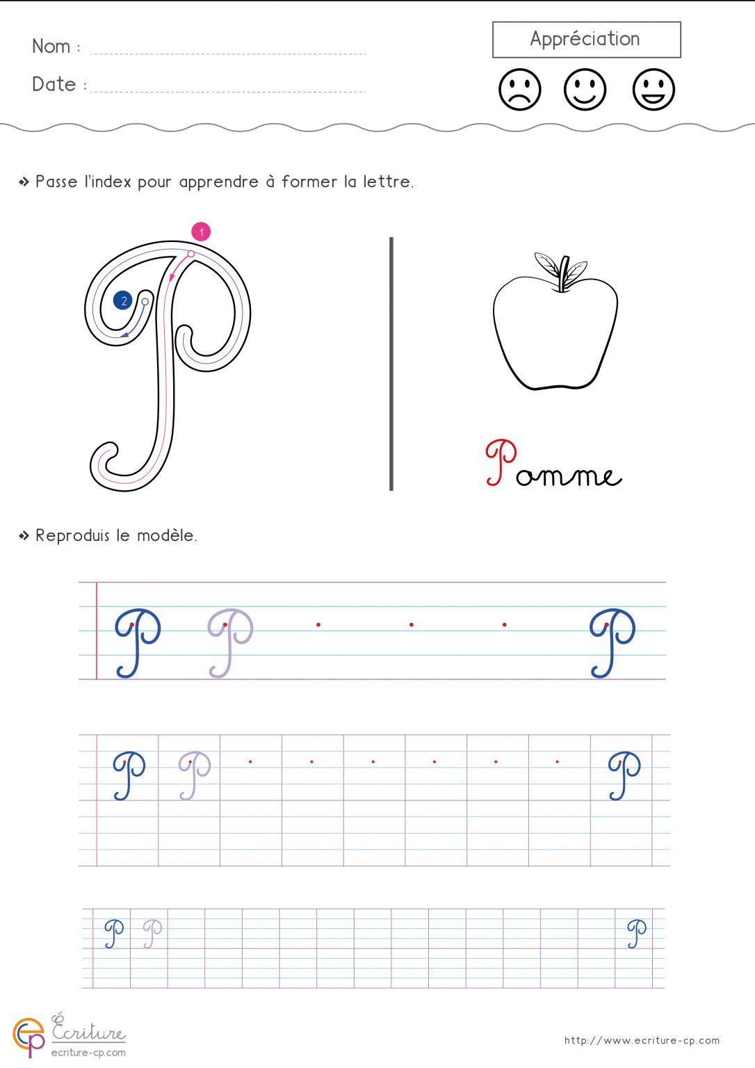 ecrire la lettre p en majuscule