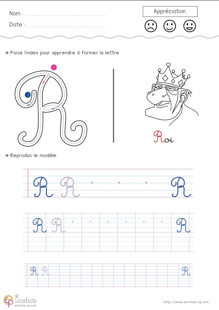 Feuille-D-Ecriture-Cp-Ecrire-La-Lettre-R-Majuscule-Tyh3 dedans Exercice Graphisme Cp