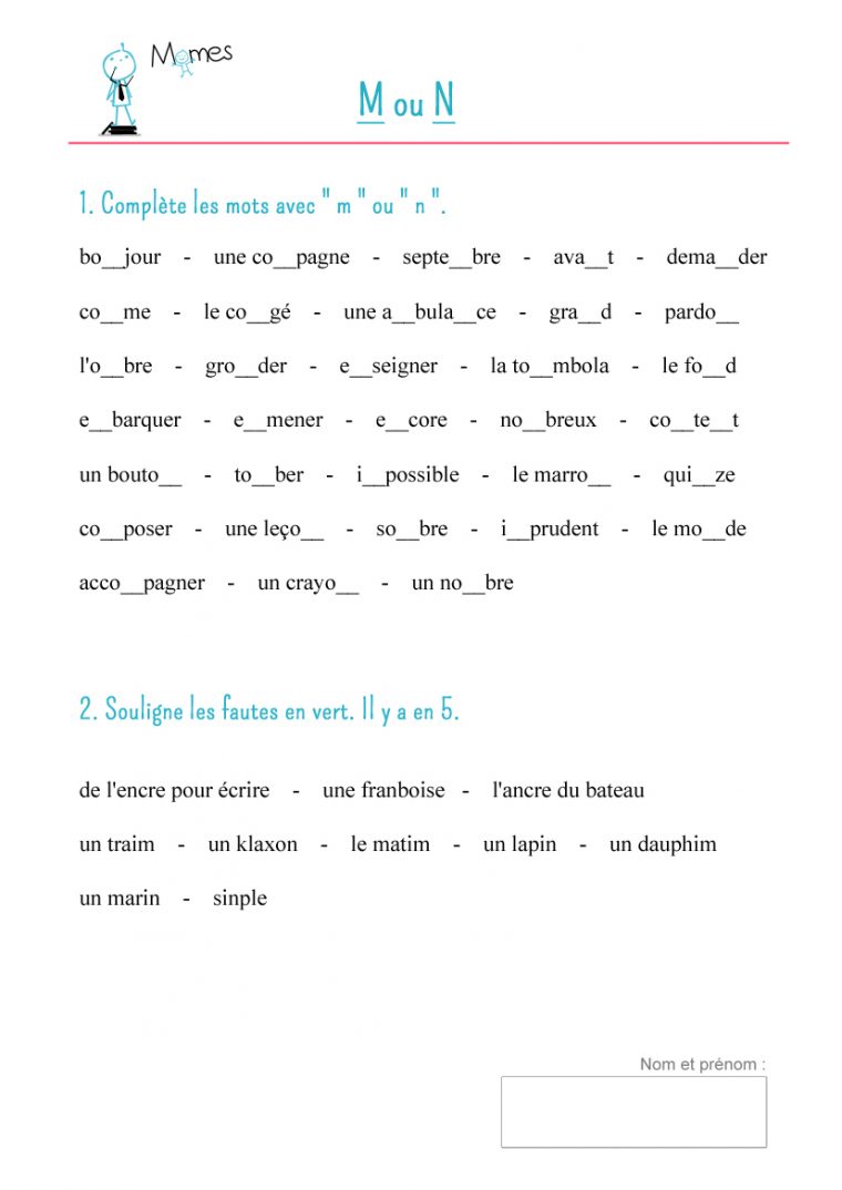 Fiche De Cours : M Devant B, P Et M – Momes destiné Fiche Français Ce1 Imprimer