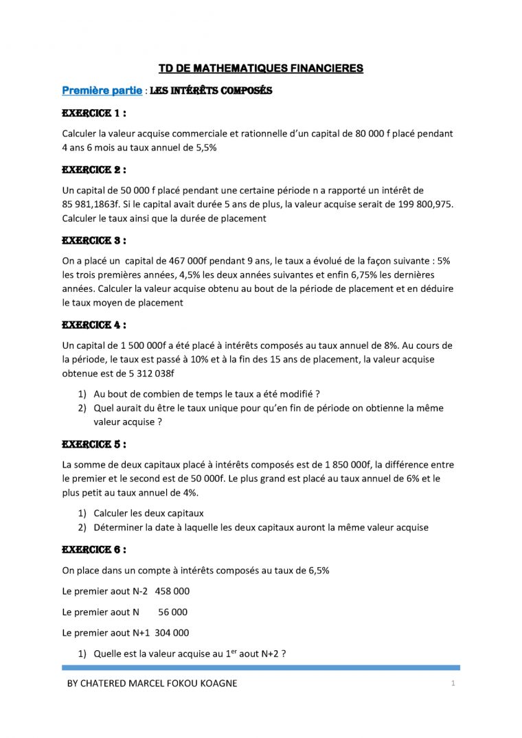 Fiche De Td Sur Les Emprunts Indiviset Autres – – Udla – Studocu serapportantà Exercice 4 Ans