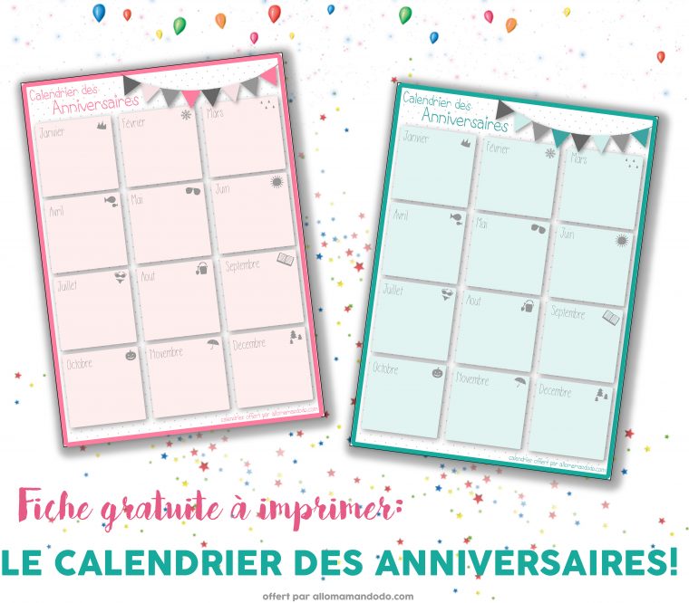 Fiches À Imprimer Pour Ne Plus Oublier Les Anniversaires avec Calendrier D Anniversaire Gratuit À Imprimer