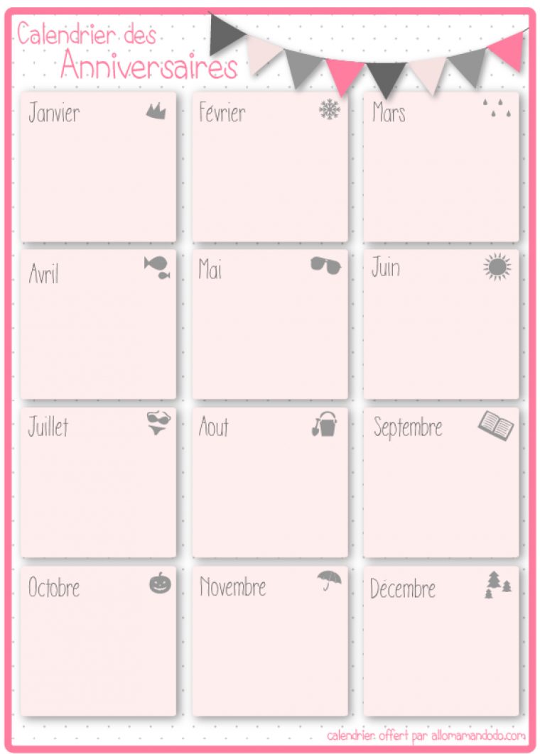 Fiches À Imprimer Pour Ne Plus Oublier Les Anniversaires pour Calendrier Anniversaire À Imprimer