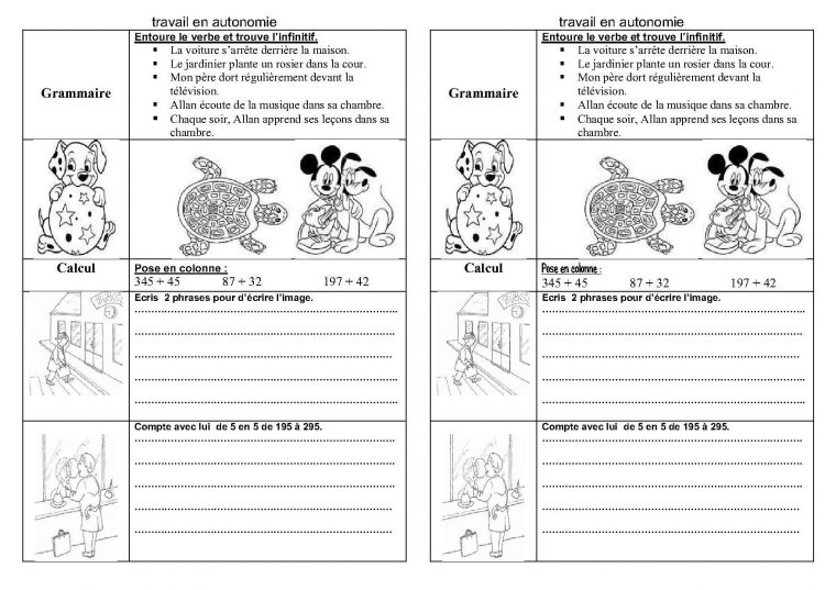 Fiches Et Travail En Autonomie Ce1,ce2 En Français Et Maths concernant Cours Ce2 A Imprimer