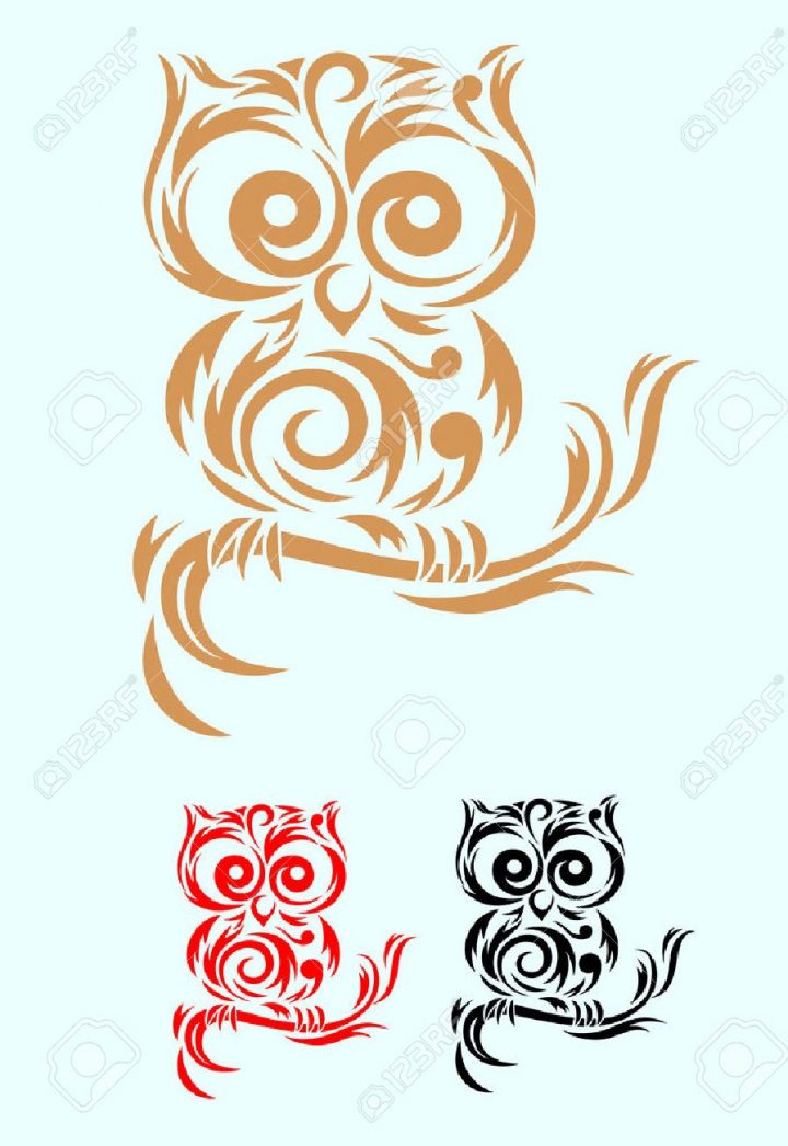 , Fichier Vectoriel Art D'oiseau De Hibou Tribal Et Facile À Utiliser tout Dessin Hibou Facile