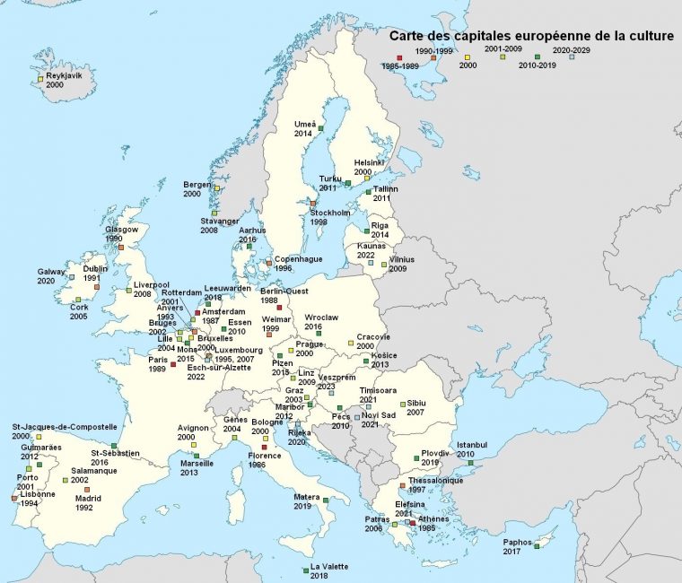 Fichier:carte Des Capitales Européennes De La Culture concernant Carte De L Europe Avec Capitales