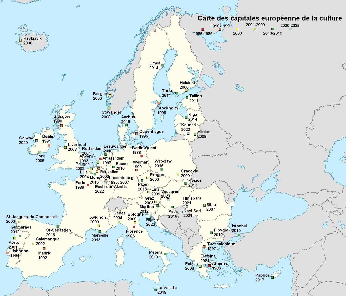 Fichier:carte Des Capitales Européennes De La Culture concernant Carte De L Europe Avec Capitales 