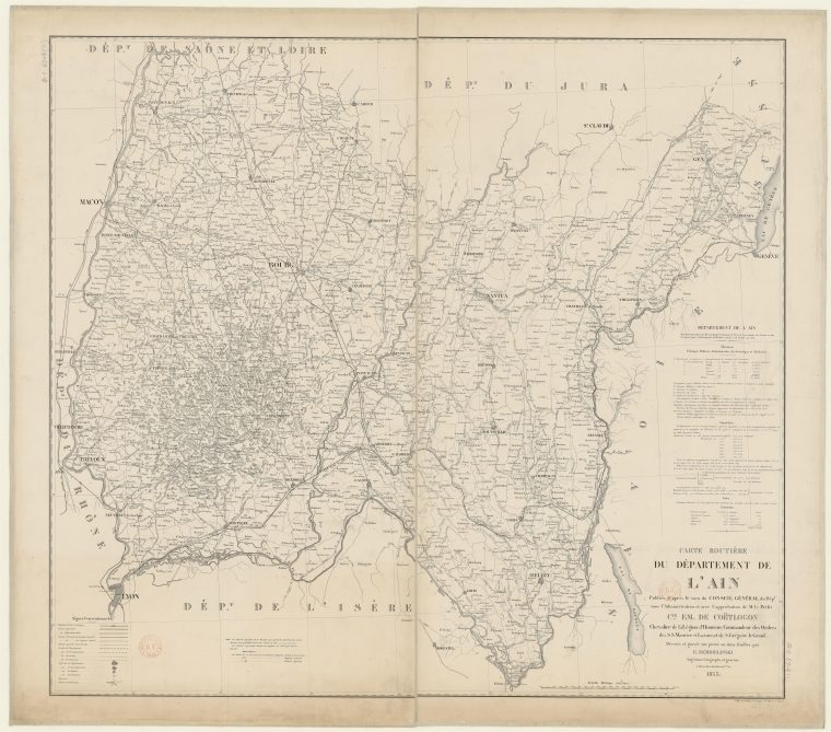 Fichier:carte Routière Du Département De L'ain – 1855 intérieur Département 13 Carte