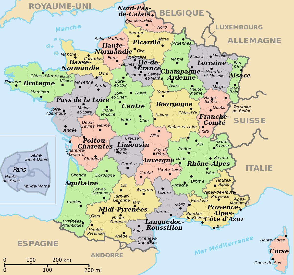 Fichier:départements+Régions (France).svg — Wikipédia intérieur Carte De France Avec Les Départements