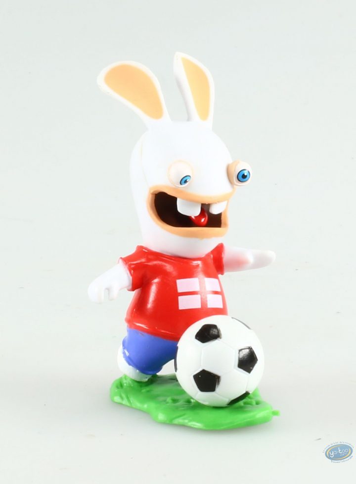 Figurine Plastique, Lapins Crétins (Les) : Footballeur – Drapeau Anglais avec Lapin Crétin À Colorier