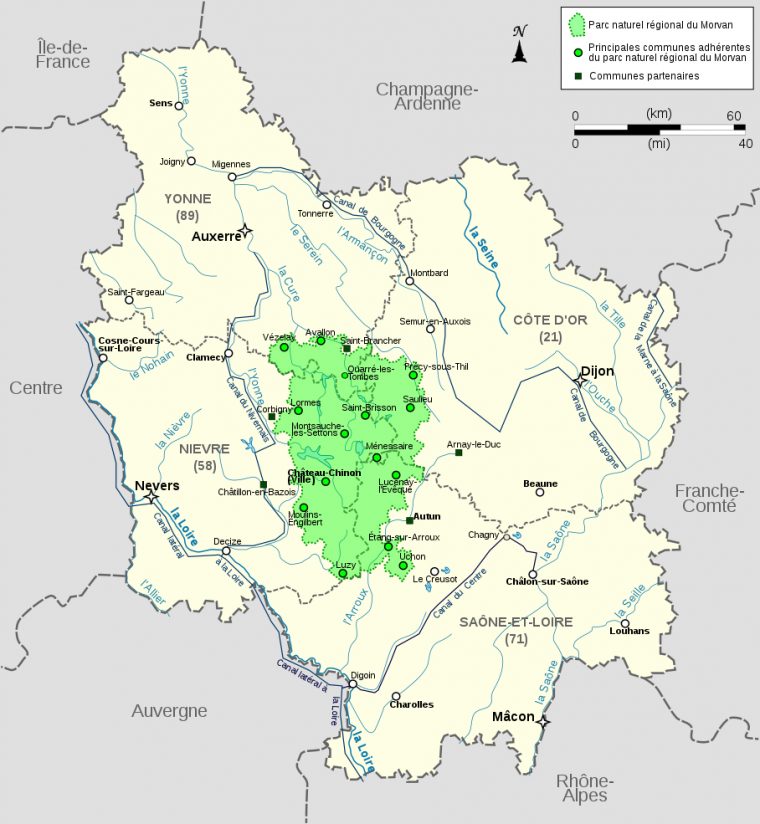 File:carte Du Parc Naturel Régional Du Morvan En Bourgogne pour Carte Numero Departement