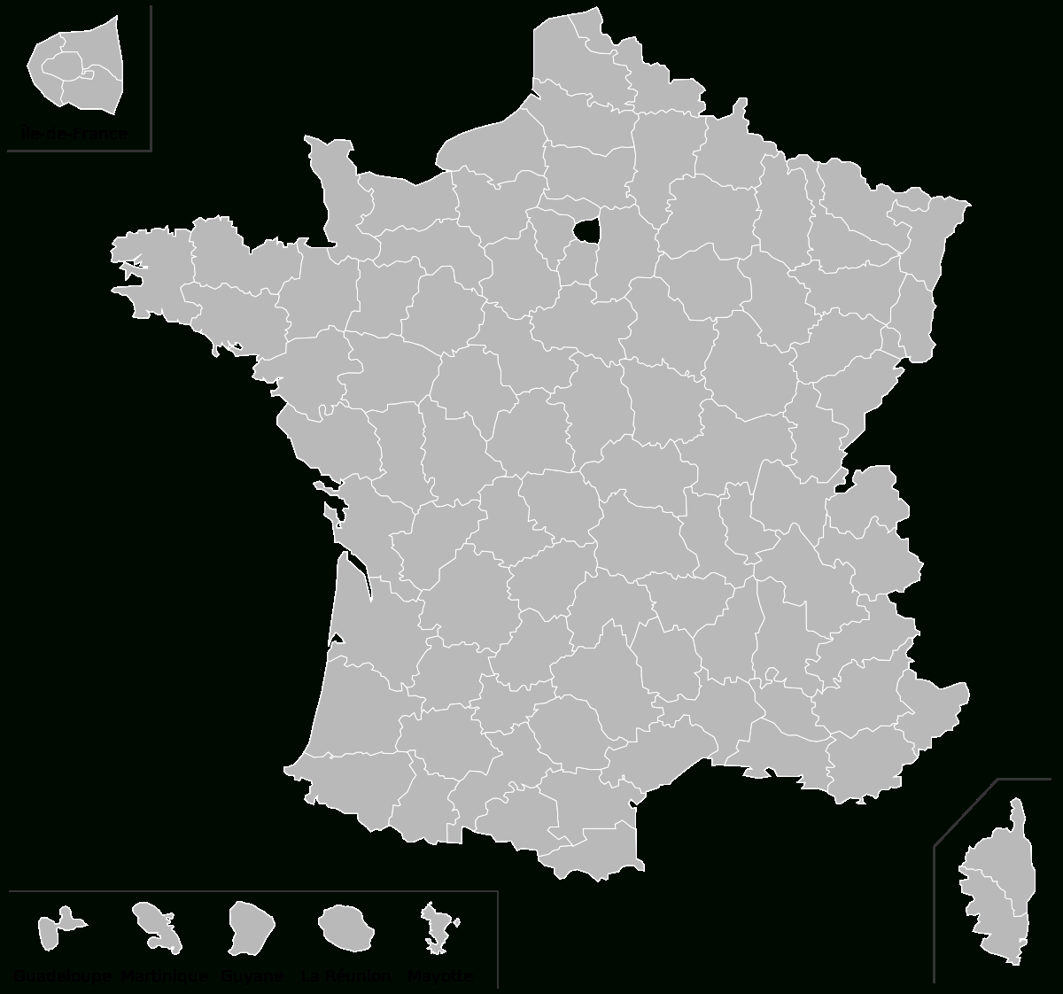 File:carte Vierge Départements Français Avec Dom.svg concernant Carte Des Départements Français