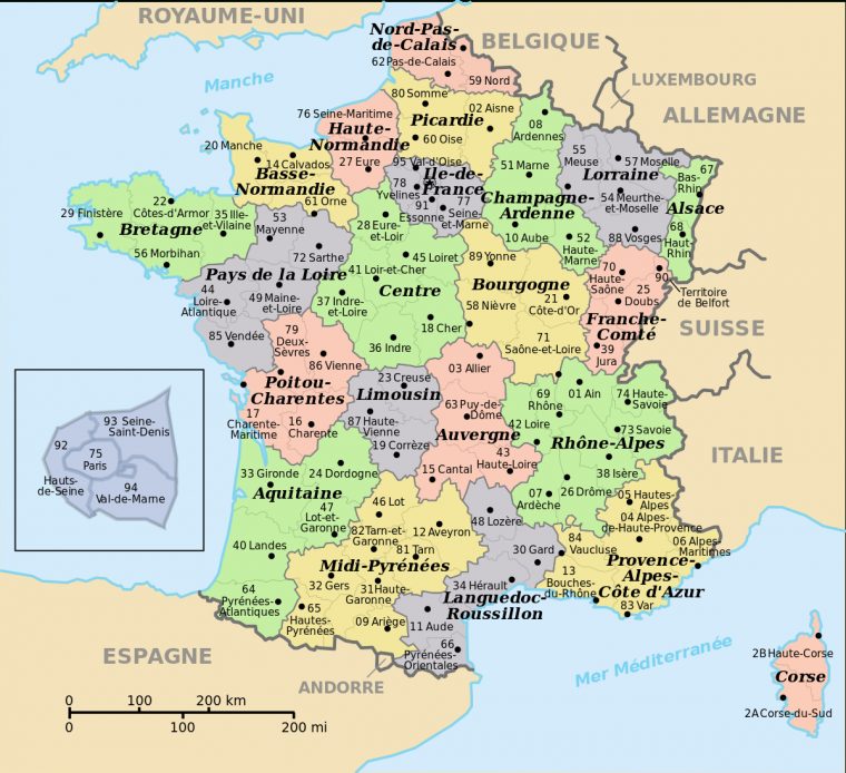 File:départements De France Nom+Num.svg – Wikimedia Commons pour Carte Départementale De La France