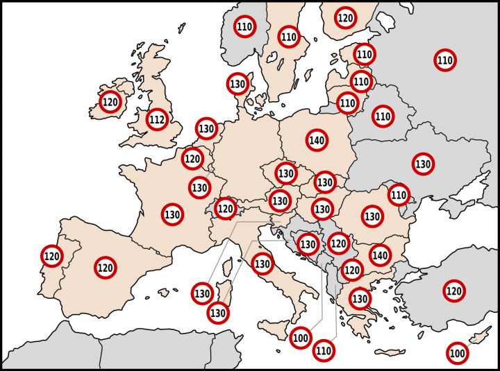 File:freeway Speed Limits Europe – Wikimedia Commons encequiconcerne Carte D Europe 2017