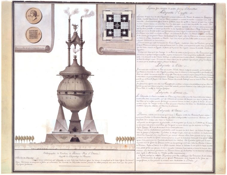 File:jean-Jacques Lequeu, Orthographie Du Tombeau De concernant Labyrinthe Difficile