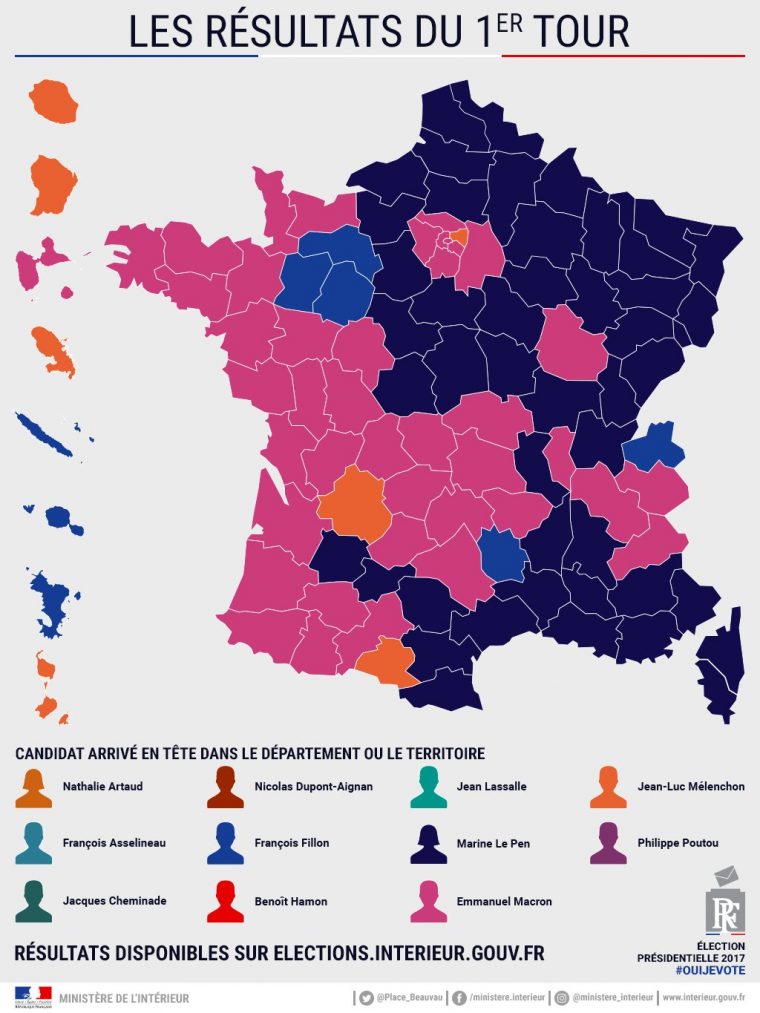 File:les Résultats Du 1Er Tour France 2017 – Wikimedia à Carte Des Départements De France 2017