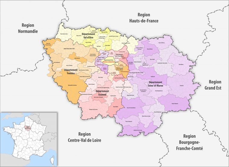 File:region Île-De-France Gemeindeverbände 2018 avec Region De France 2018