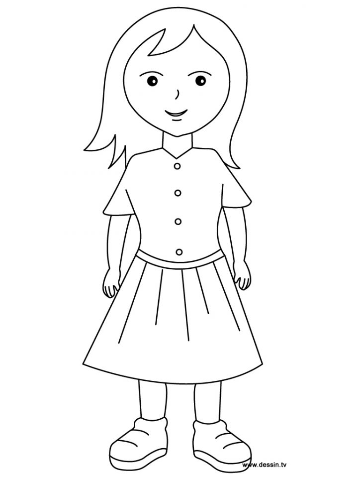 Fillette #4 (Personnages) – Coloriages À Imprimer destiné Personnage A Colorier