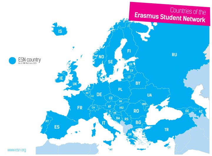 Find Your Esn Section | Erasmus Student Network encequiconcerne Carte D Europe 2017