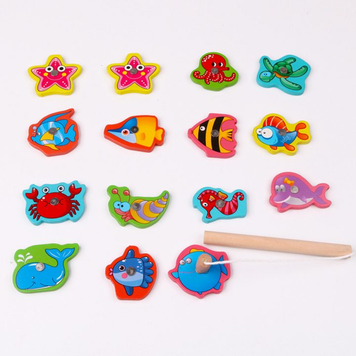 Fish Wooden Magnetic Fishing Toy Set Educational Fishing Game Toy Jeux  Enfant Educatif Magneet Vissen Enfant Jeux Pour Bain intérieur Jeux Enfant Educatif