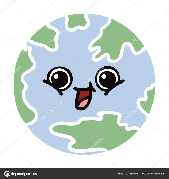 Flat Color Retro Cartoon Planet Earth — Stock Vector concernant Image De La Terre Dessin