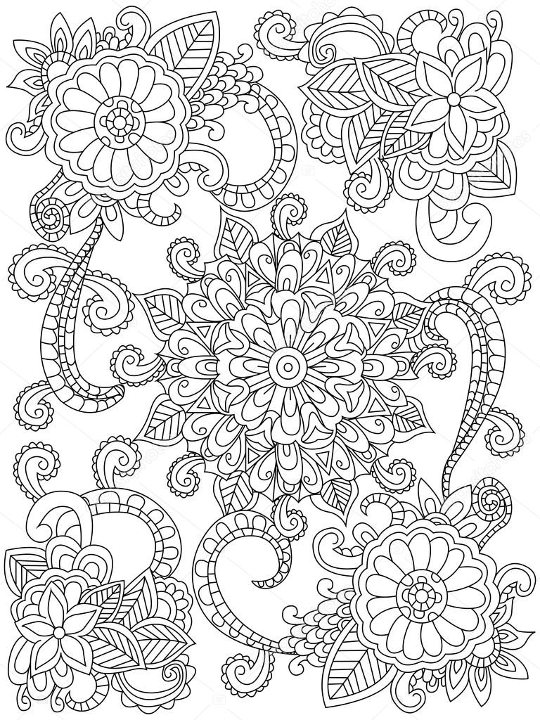 Fleur De Mandala Coloriage Vecteur Pour Les Adultes — Image tout Mandala À Colorier Adulte