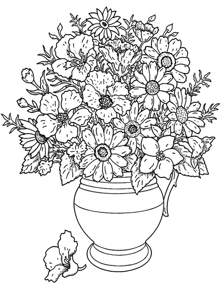 Fleurs Bouquet – Fleurs Et Végétation – Coloriages encequiconcerne Dessin A Colorier De Fleur