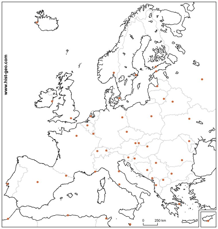 Fond De Carte Avec Les Pays Et Les Capitales Européennes (Ue) dedans Carte Des Pays De L Europe