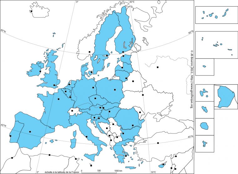 Fond De Carte De L'union Européenne À 28 – Ue28 – Eu28 Map à Carte Des Pays Membres De L Ue