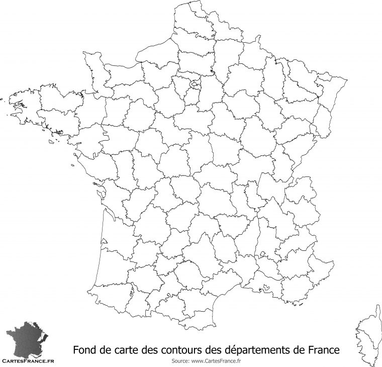 Fond De Carte Des Contours Des Départements De France à Carte De France Avec Departement A Imprimer