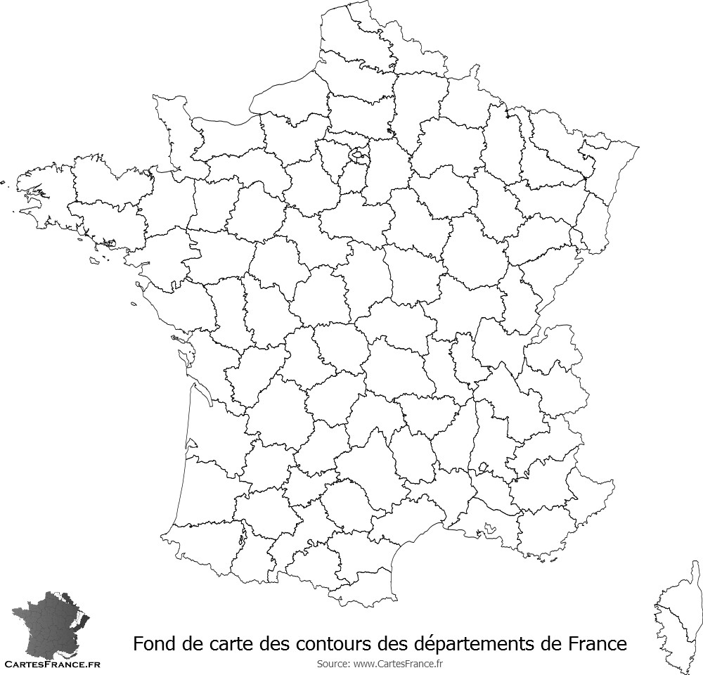 Fond De Carte Des Contours Des Départements De France intérieur Carte De France Des Départements À Imprimer