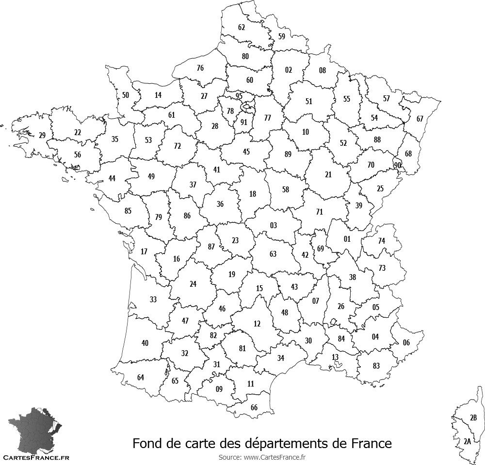 Fond De Carte Des Départements De France | Fond De Carte destiné Carte Des Départements Français
