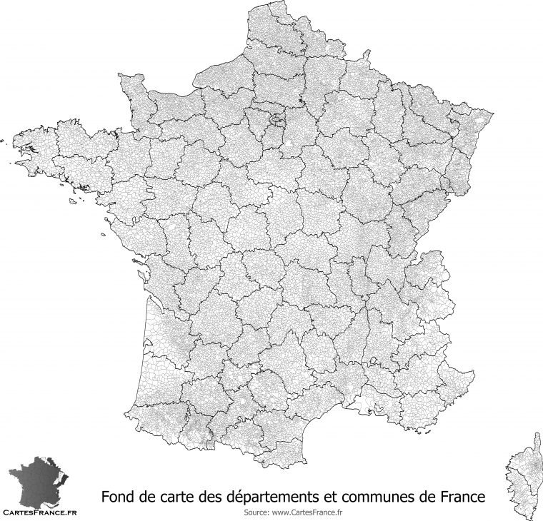 Fond De Carte Des Départements Et Communes De France pour Carte De France Des Départements À Imprimer