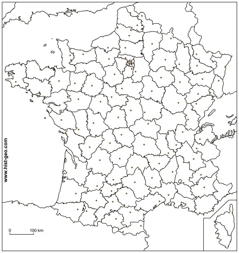 Fond De Carte – France (Frontières, Départements Et Préfectures) dedans Carte De France Des Départements