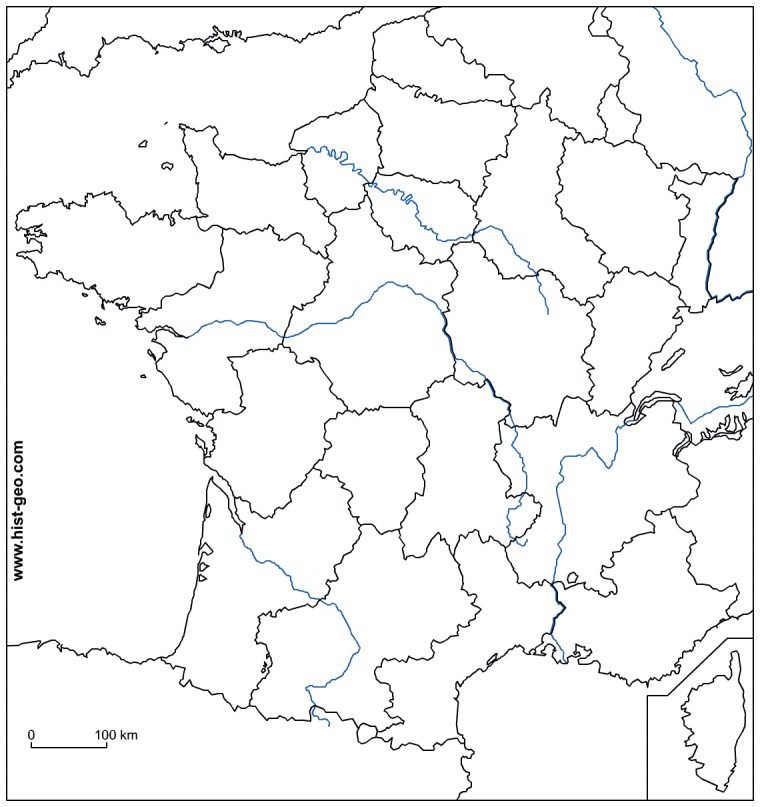 Fond De Carte – France (Frontières, Fleuves Et Régions) avec Carte Fleuve France