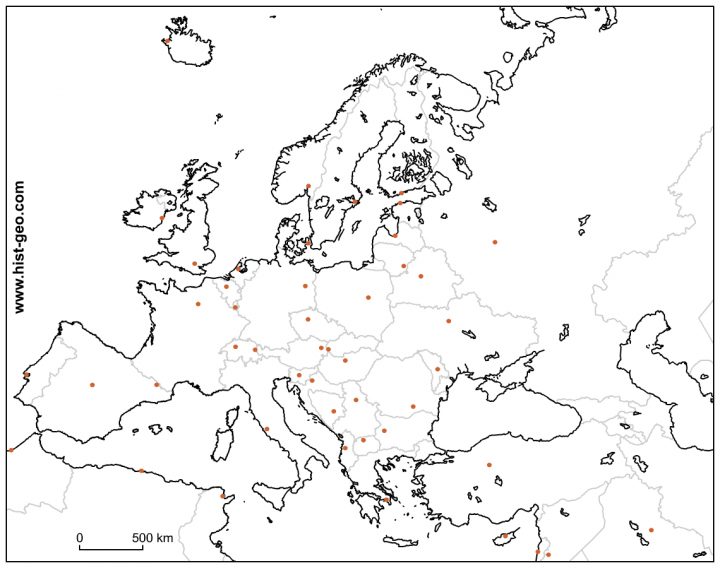 Fond De Carte Vierge Avec Les Pays Et Les Capitales De L à Carte Europe Avec Capitale