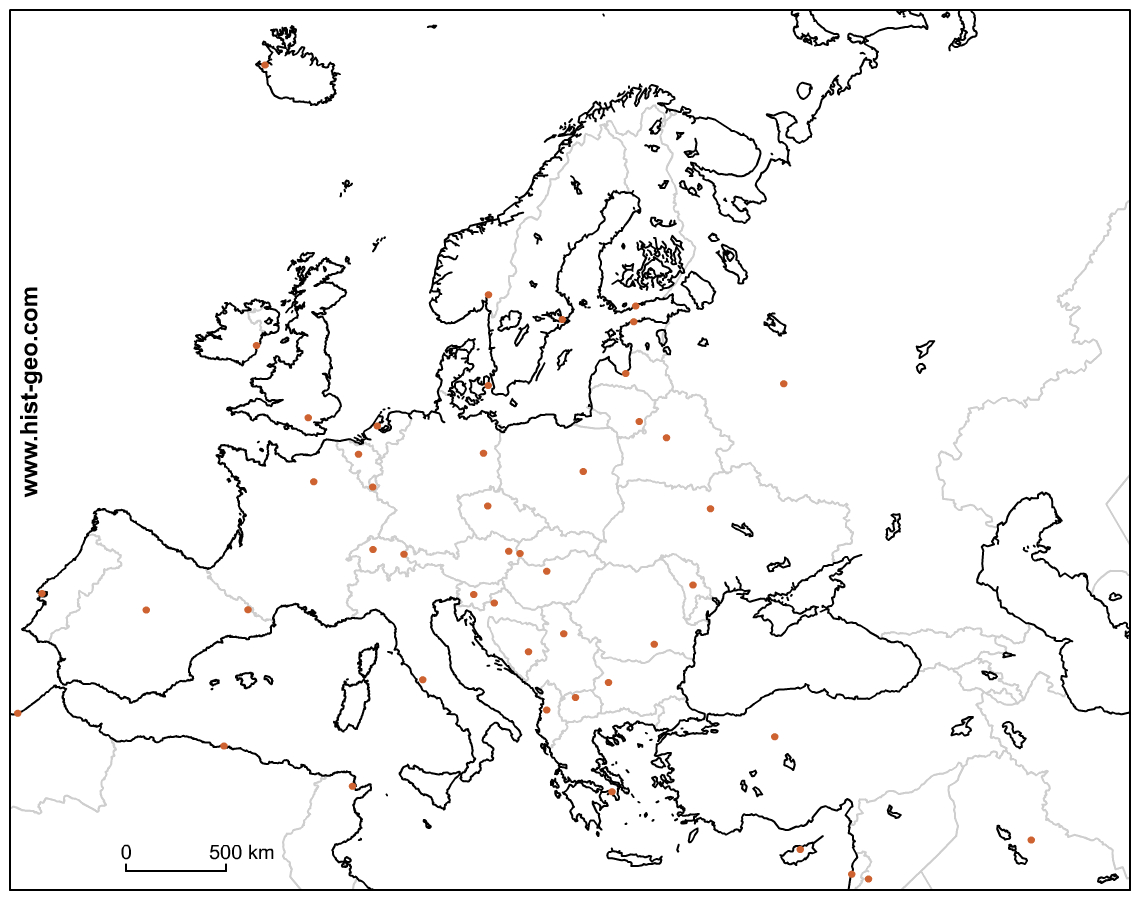 Fond De Carte Vierge Avec Les Pays Et Les Capitales De L intérieur Carte D Europe Capitale 