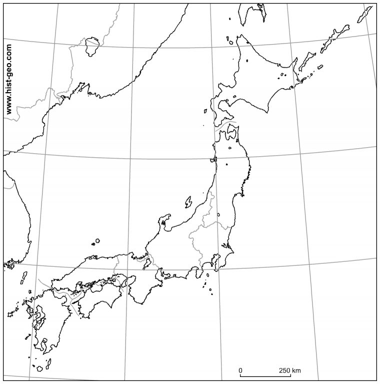 Fond De Carte Vierge Sur Le Japon (Régions, Parallèles avec Carte Des Régions Vierge