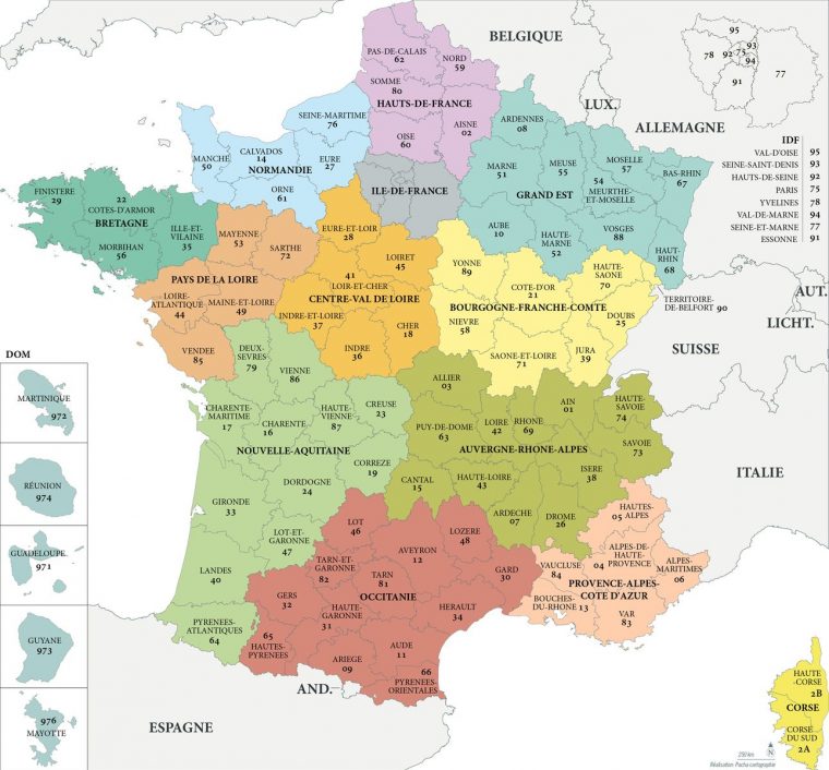 Fonds De Carte France – Les Limites Administratives – Pacha dedans Departement Francais Carte