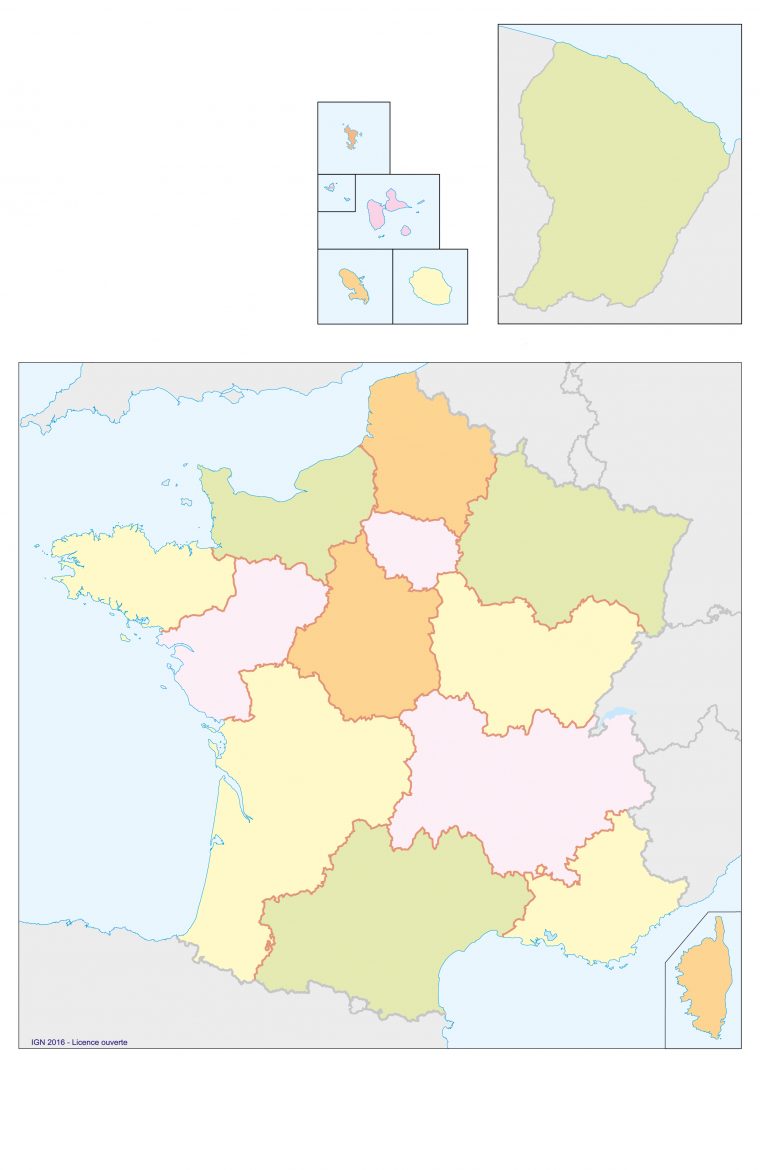 Fonds De Cartes De France, Ign | Webzine+ dedans Carte De France Vierge Nouvelles Régions