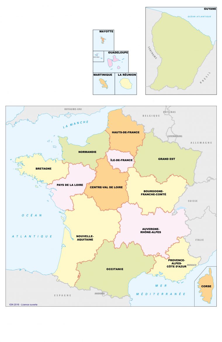 Fonds De Cartes De France, Ign | Webzine+ pour Carte De France Nouvelles Régions