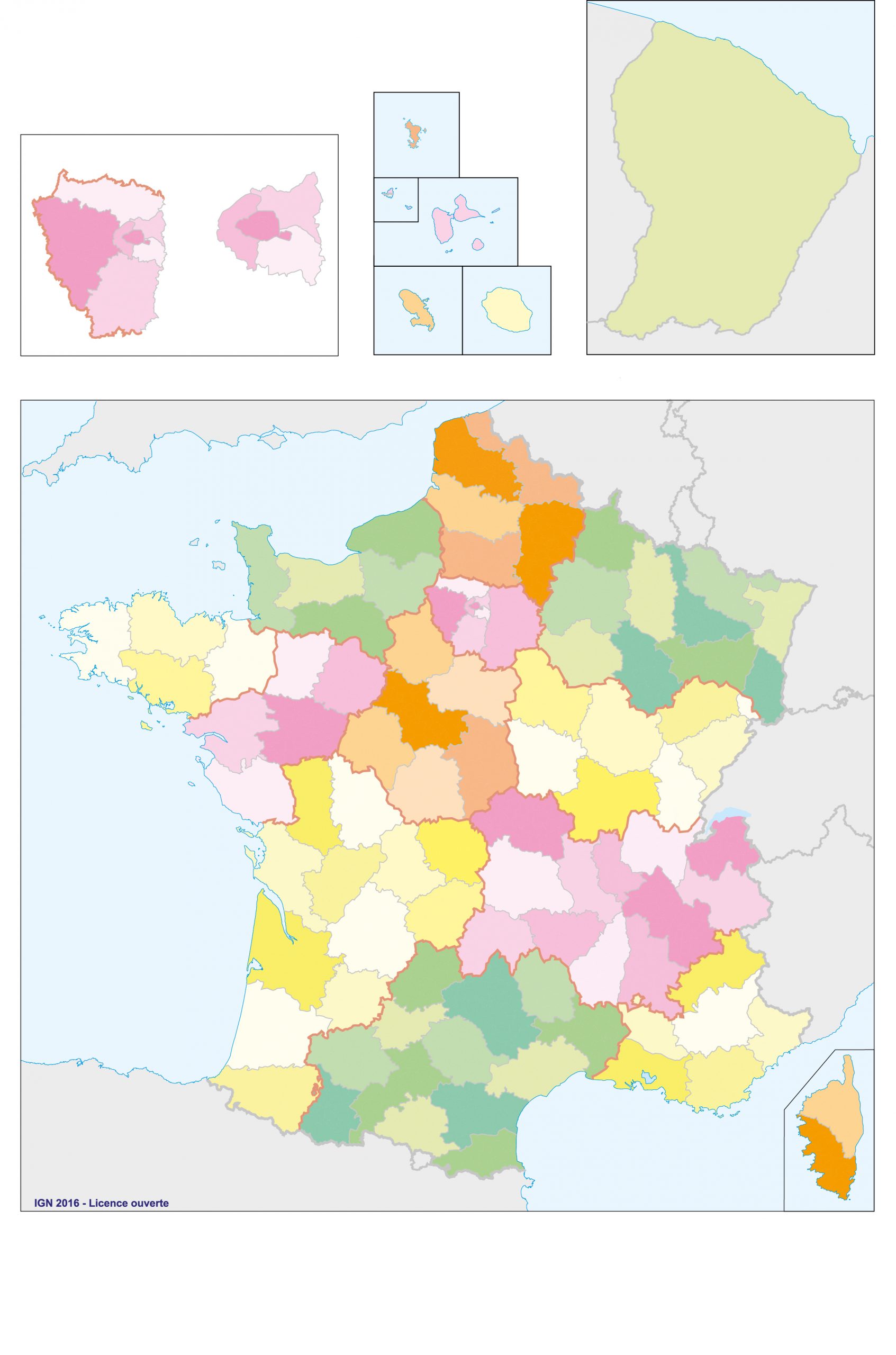 Fonds De Cartes | Éducation destiné Carte De France Et Departement 