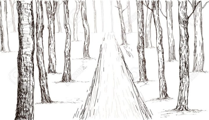 Forêt Dessin Esquisse Dans La Main Vecteur tout Dessin De Foret