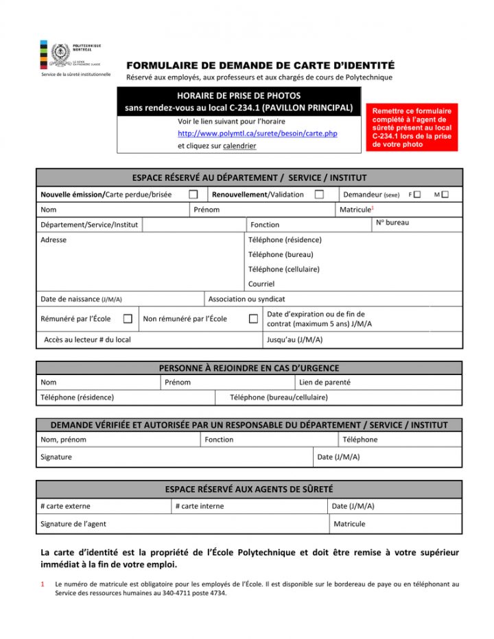 Formulaire De Demande De Carte D`identité Horaire pour Carte Departement Numero