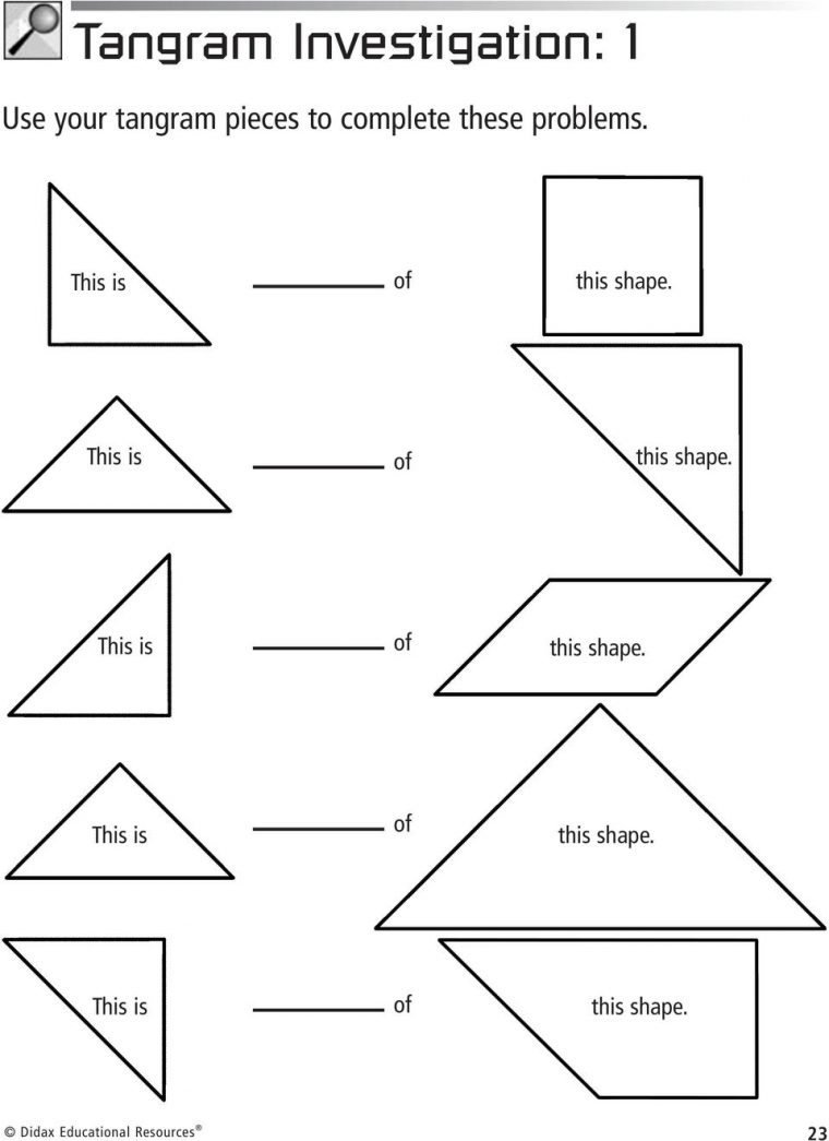 Fractions Tangrams With. Larry Ecklund – Pdf Free Download dedans Tangram Cycle 3