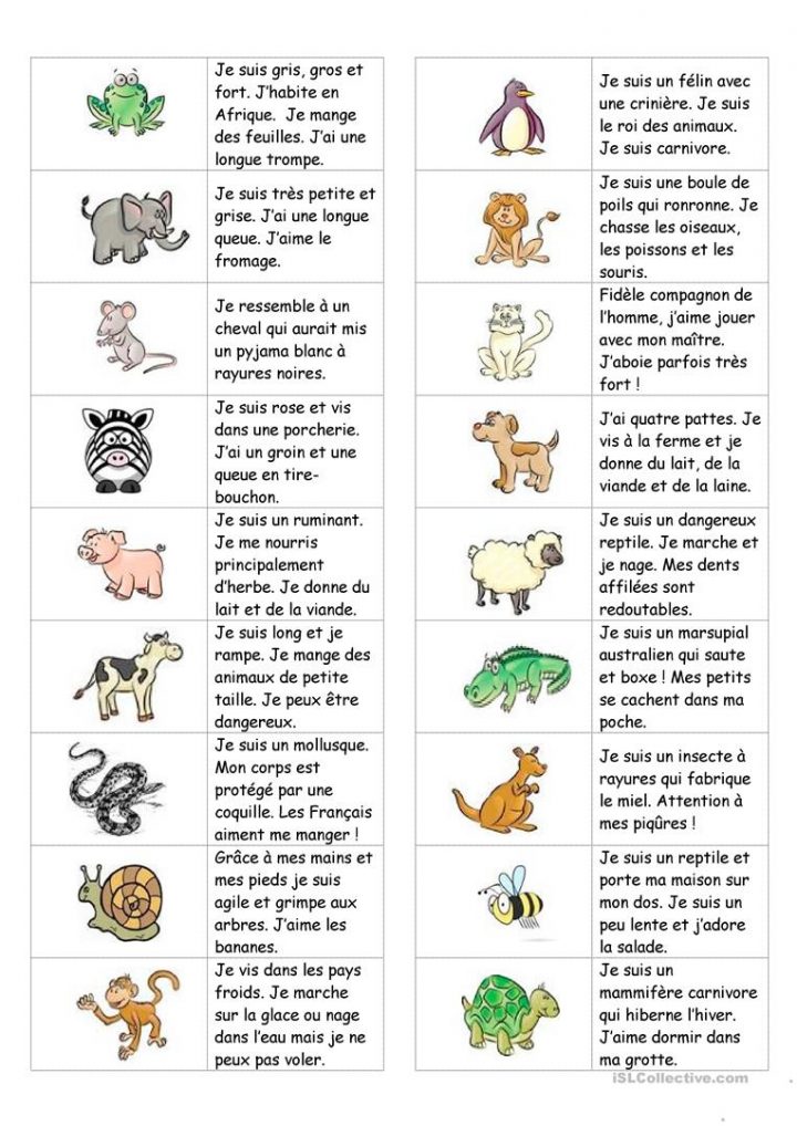 Français Fle Animaux Fiches Pédagogiques – La Plus encequiconcerne Apprendre Le Nom Des Animaux