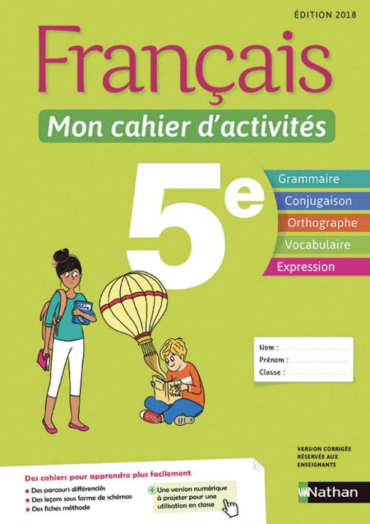 Français – Mon Cahier D'activités – 5E – Cahier De L'élève concernant Cahier De Vacances Gratuit A Imprimer 6Eme 5Eme