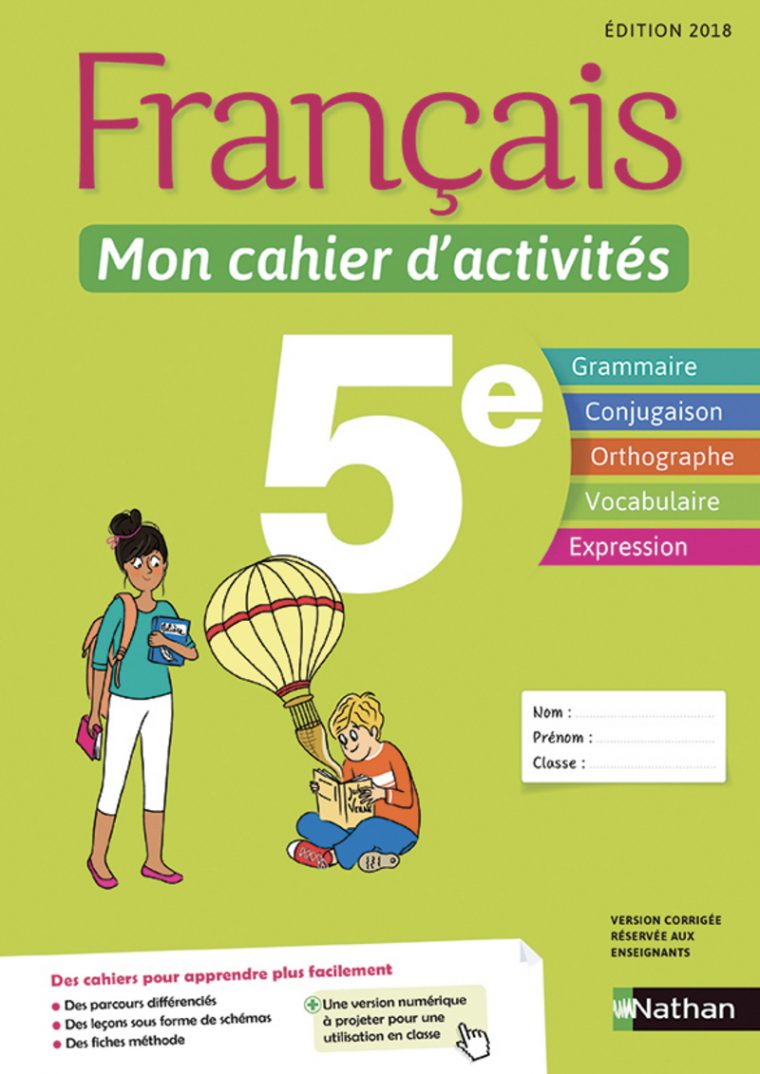 Français – Mon Cahier D'activités – 5E – Cahier De L'élève dedans Cahier D Activité A Imprimer